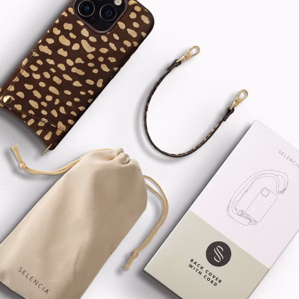 Selencia Nova coque arrière en cuir véritable avec porte-cartes Apple iPhone 16 Pro - Fawn Chic