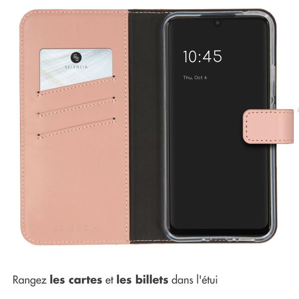 Selencia Étui de téléphone portefeuille en cuir véritable Samsung Galaxy A34 (5G) - Dusty Pink