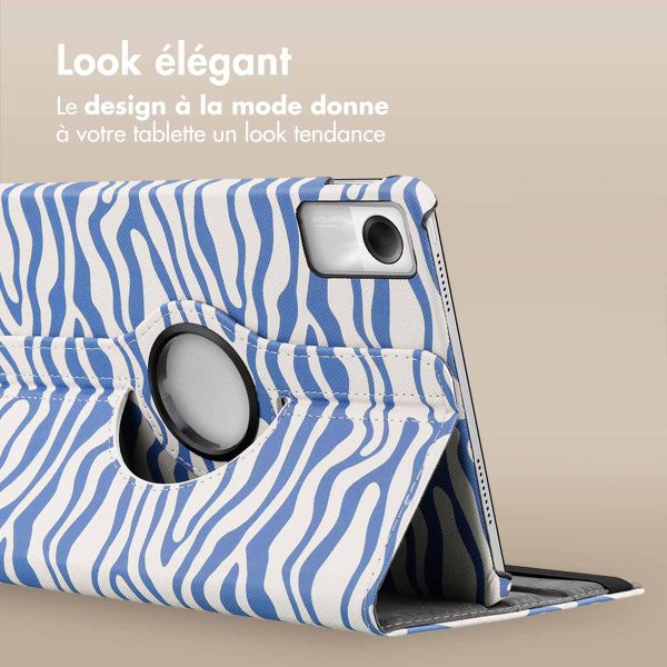 imoshion Coque tablette Design rotatif à 360° Xiaomi Redmi Pad SE - White Blue Stripes