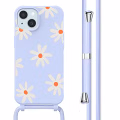 imoshion Coque design en silicone avec cordon Apple iPhone 15 - Lila Flower Distance