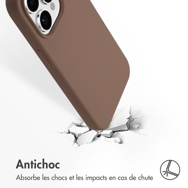 Accezz Coque Liquid Silicone avec MagSafe Apple iPhone 14 Pro - Marron clair