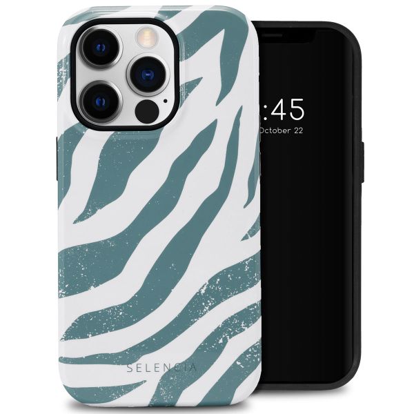 Selencia Coque arrière Vivid Tough iPhone 14 Pro - Colorful Zebra Pine Blue