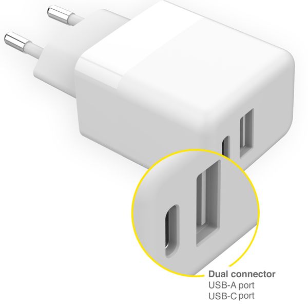 Accezz Wall Charger iPhone SE (2020) - Chargeur - Connexion USB-C et USB - Power Delivery - 20 Watt - Blanc