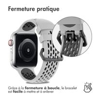 imoshion ﻿Boucle de bracelet de sport en silicone Apple Watch Series 1-9 / SE - 38/40/41 mm / Series 10 - 42 mm - Gris / Noir