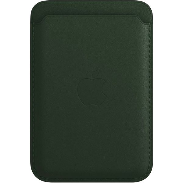 Apple Leather Wallet MagSafe (Apple Wallet 2nd generation) - Avec la fonctionnalité AirTag intégrée - Sequoia Green