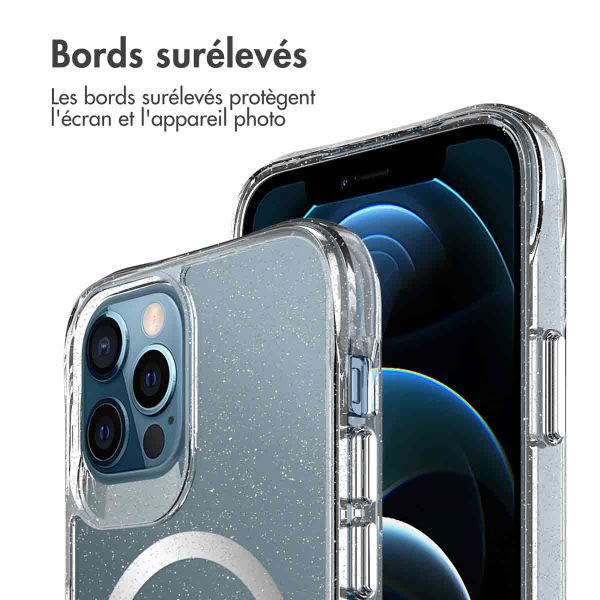 imoshion Coque arrière transparente Pailletée avec MagSafe Apple iPhone 12 (Pro) - Argent
