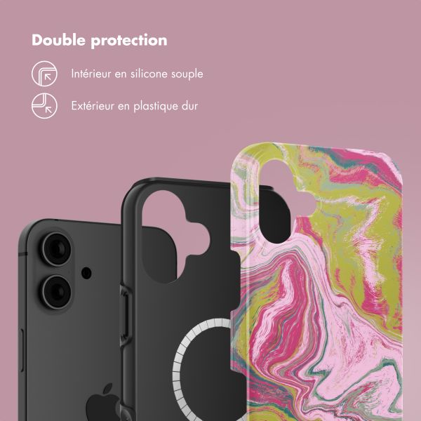 Selencia Coque arrière Vivid Tough avec MagSafe iPhone 16 - Marble Pink