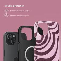 Selencia Coque arrière Vivid Tough avec MagSafe iPhone 15 - Wavy Swirl Pink Plum