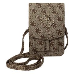 Guess Sacoche de téléphone bandoulière - Pochette d'épaule pour smartphone avec lanière logo 4G - Brun