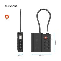 Fixed Tag Lock avec support Apple Find My - Cadenas de voyage TSA pour valise - Noir