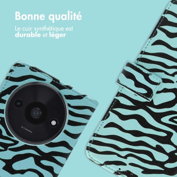 imoshion Étui de télephone portefeuille Design Xiaomi Redmi A3 - Black Blue Stripes