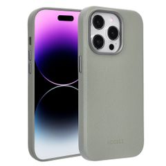 Accezz Coque arrière en cuir avec MagSafe Apple iPhone 14 Pro - Light Grey