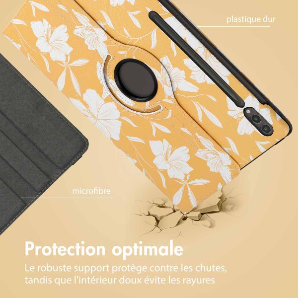 imoshion Coque tablette Design rotatif à 360° Samsung Galaxy Tab S10 Ultra / Tab S9 Ultra - Yellow Flowers