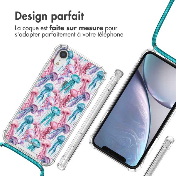imoshion Coque Design avec cordon Apple iPhone Xr - Jellyfish Watercolor