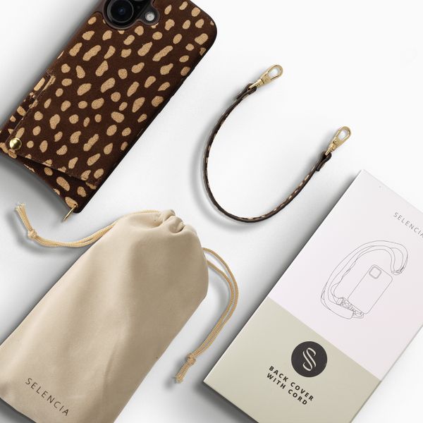 Selencia Nova coque arrière en cuir véritable avec porte-cartes Apple iPhone 16 - Fawn Chic