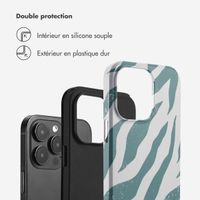 Selencia Coque arrière Vivid Tough iPhone 14 Pro Max - Colorful Zebra Pine Blue