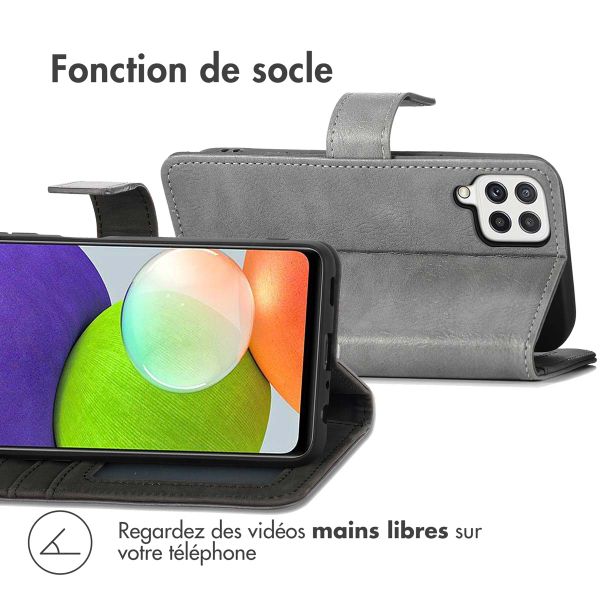 imoshion Étui de téléphone portefeuille Luxe Samsung Galaxy M22 / A22 (4G) - Gris