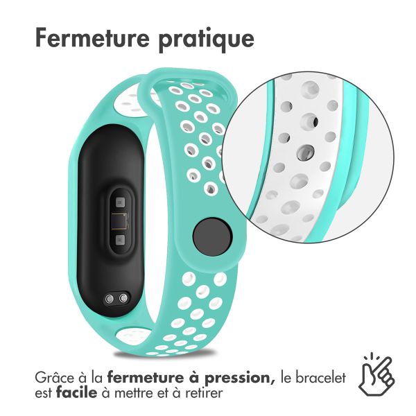 imoshion Bracelet sportif en silicone Xiaomi Mi Band 3 / 4 - Menthe verte / Blanc