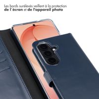 Selencia Étui portefeuille en cuir véritable Samsung Galaxy S26 Plus - Bleu foncé