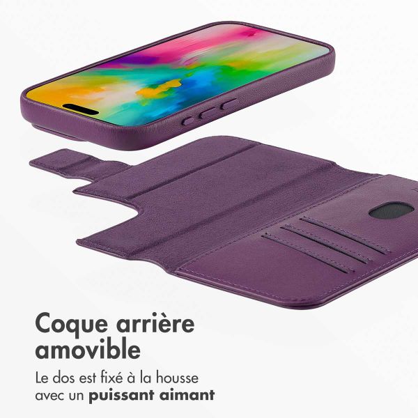 Accezz Étui de téléphone portefeuille en cuir 2-en-1 avec MagSafe iPhone 16 Pro - Heath Purple