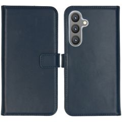 Selencia Étui portefeuille en cuir véritable Samsung Galaxy S24 Plus - Bleu foncé