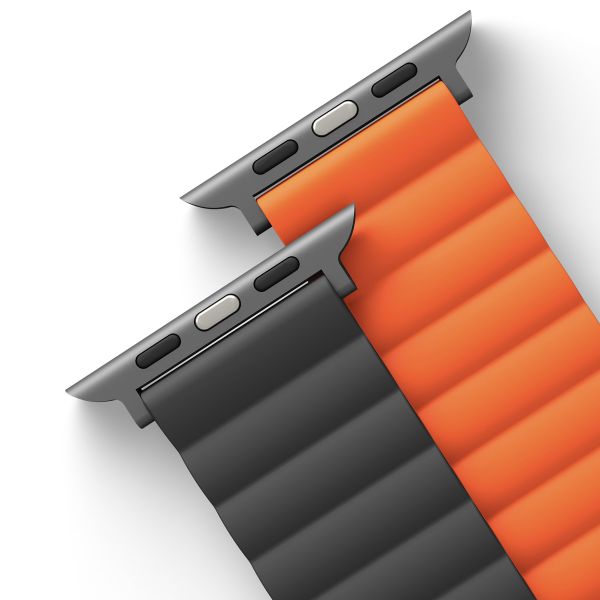 Uniq Bracelet Revix réversible Apple Watch Series 1 t/m 11 / SE / Ultra (44/45/46/49 mm) - Charcoal (Grey/Orange)