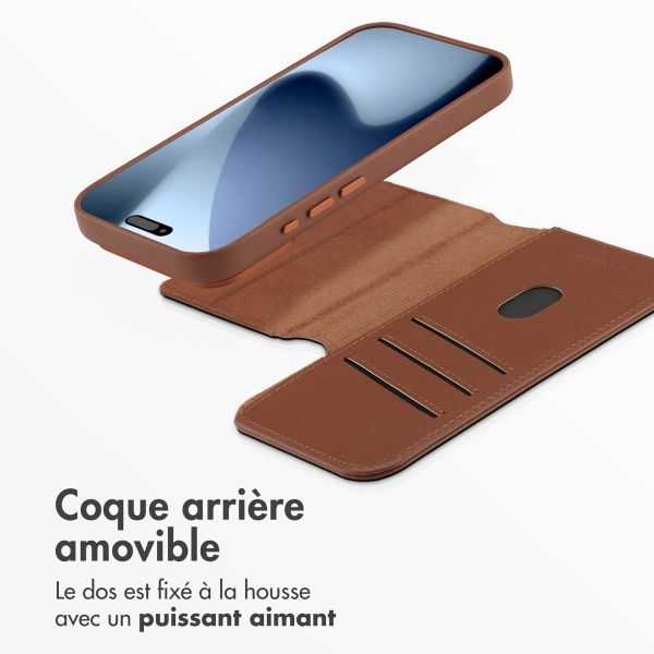 Accezz Étui de téléphone portefeuille en cuir 2-en-1 avec MagSafe Apple iPhone 17 Pro - Sienna Brown
