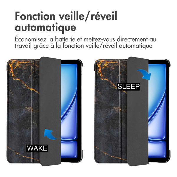 imoshion Coque tablette Design Trifold Apple iPad Air 13 pouces (2025) M3 / (2024) M2 - Black Marble