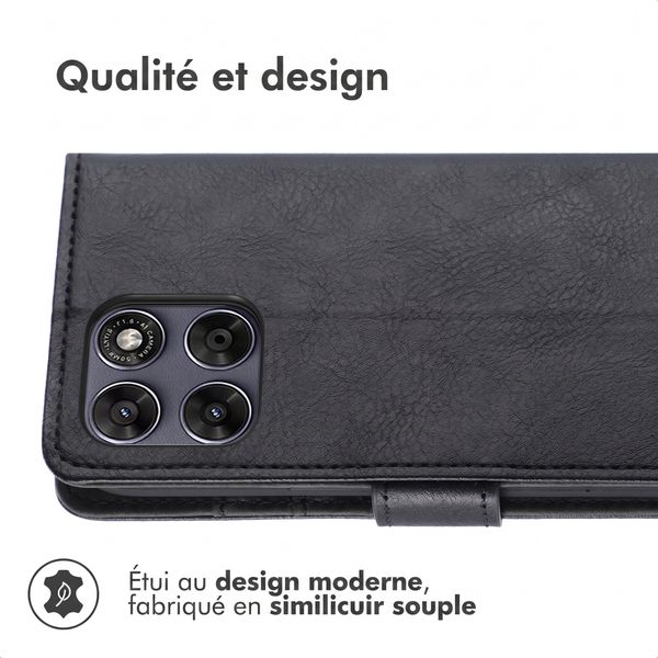 imoshion Étui de télephone portefeuille de luxe Motorola Moto G77 - Noir