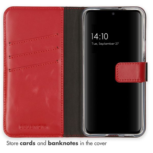 Selencia Étui de téléphone portefeuille en cuir véritable Samsung Galaxy S22 - Rouge