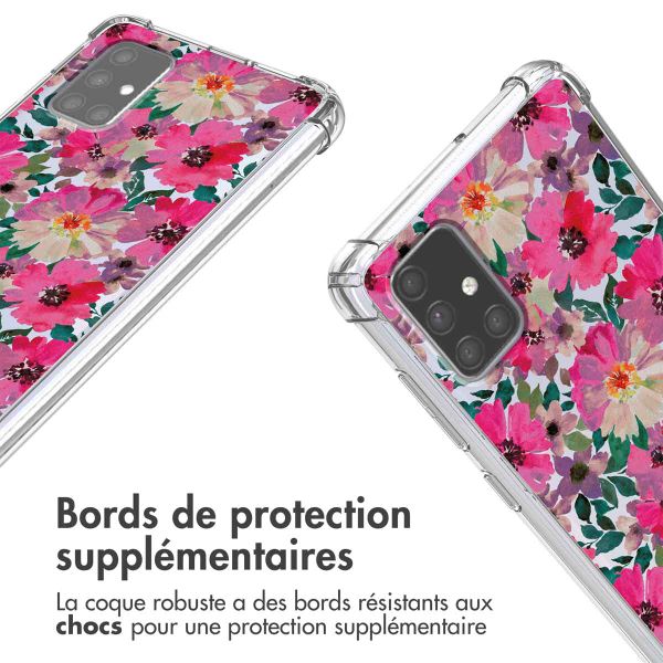 imoshion Coque Design avec cordon Samsung Galaxy A71 - Flower Water