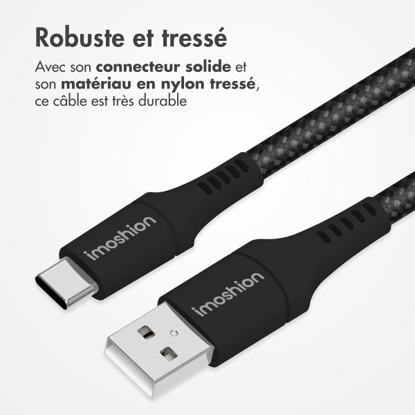 imoshion Câble tressé magnétique - USB-C vers USB-A - 1 mètre - Noir