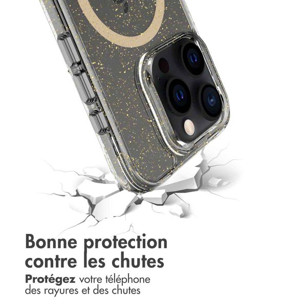 imoshion Coque arrière transparente Pailletée avec MagSafe Apple iPhone 15 Pro Max - Doré