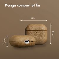 Accezz Coque en Cuir véritable Apple AirPods 4 - Taupe
