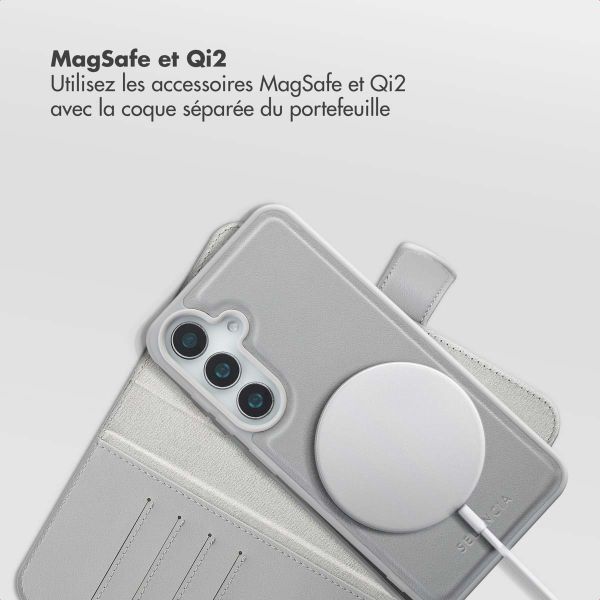 Selencia Étui portefeuille amovible Olyn avec MagSafe Samsung Galaxy S24 / S25 - Gris