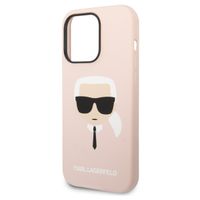 Karl Lagerfeld Coque arrière Karl's Head Liquid Silicone MagSafe iPhone 14 Pro - Rose