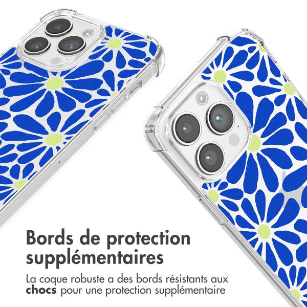 imoshion Coque Design avec cordon iPhone 14 Pro - Cobalt Blue Flowers Connect