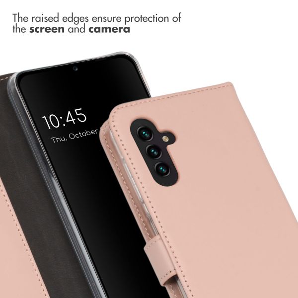Selencia Étui portefeuille en cuir véritable Samsung Galaxy A13 (5G) / A04s - Dusty Pink