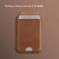 Accezz Porte-cartes MagSafe en cuir vintage avec support - Tobacco Cognac