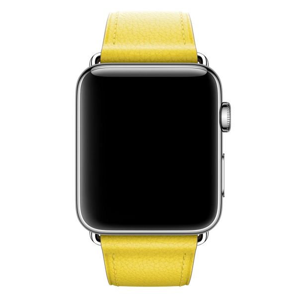 Apple Bracelet Leather Band Classic Buckle Apple Watch Series 1 t/m 9 / SE (38/40/41 mm) | Series 10 / 11 (42 mm) - Spring Yellow