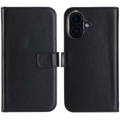 Selencia Étui de téléphone portefeuille en cuir véritable iPhone 16 Plus - Noir