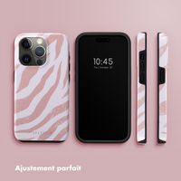 Selencia Coque arrière Vivid Apple iPhone 15 Pro - Colorful Zebra Old Pink