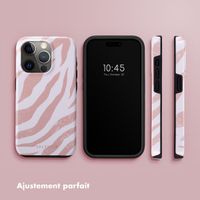 Selencia Coque arrière Vivid Tough iPhone 15 Pro - Colorful Zebra Old Pink