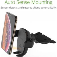 iOttie AutoSense Wireless Fast Charging Mount - Support de téléphone pour voiture - Grille de ventilation et lecteur CD - Noir