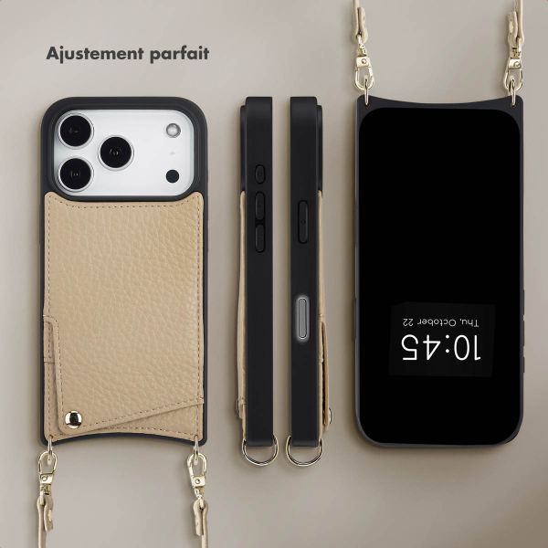 Selencia Coque de télephone Nova avec cordon et porte-cartes Apple iPhone 17 Pro - Beige