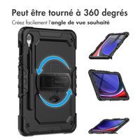 Accezz Coque arrière robuste avec bandoulière pour Samsung Galaxy Tab S9 FE 10.9 pouces / Tab S9 11.0 pouces - Noir