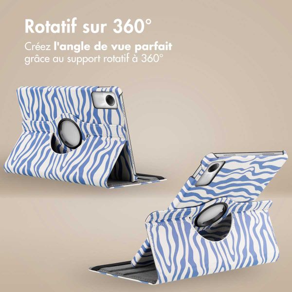 imoshion Coque tablette Design rotatif à 360° Xiaomi Redmi Pad SE - White Blue Stripes