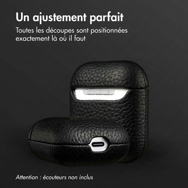 Accezz Coque en cuir véritable  Apple Airpods 1 / 2 - Noir