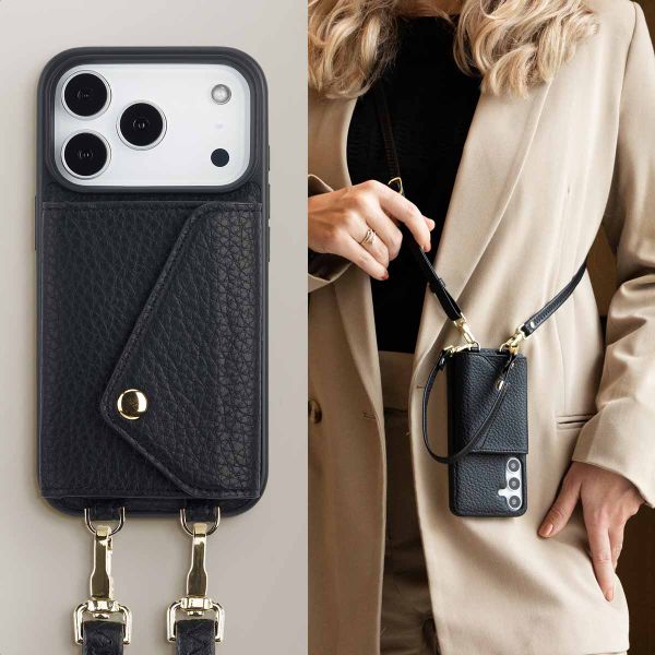 Selencia Coque de télephone Sera avec cordon et porte-cartes enveloppe Apple iPhone 17 Pro - Noir