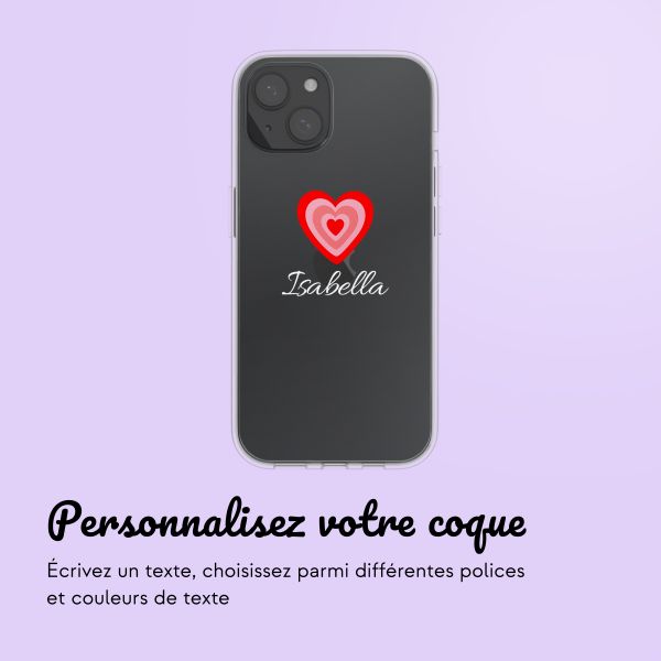 Coque personnalisée avec un cœur iPhone 15 - Transparent